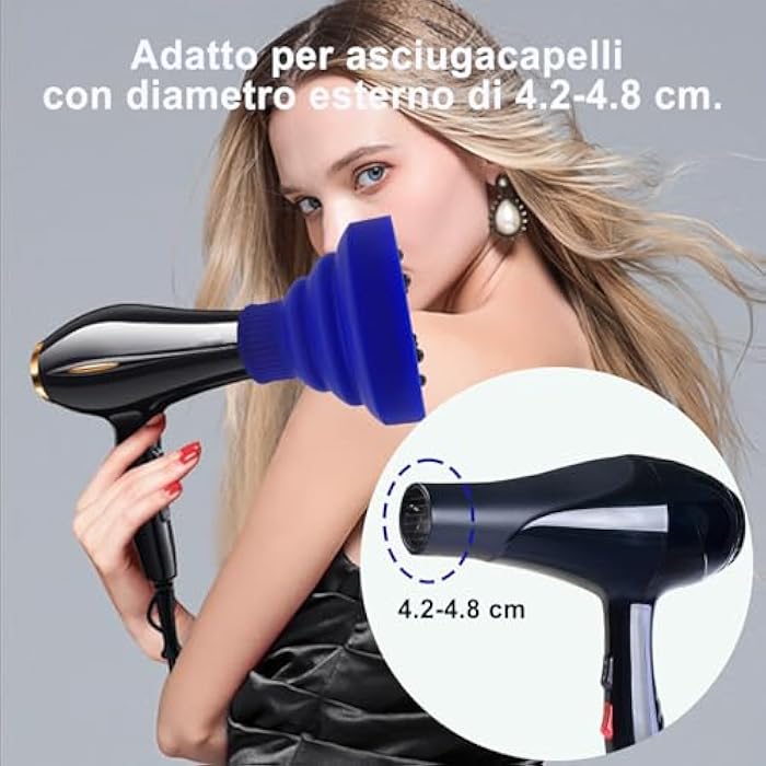 Silicone Diffuser, Curly Hair Diffuser, Portable Curly Hair Diffuser, Adaptable To Hair Dryer With Diameter 4-5 Cm, Foldable And Reusable (Blue) - Image 3